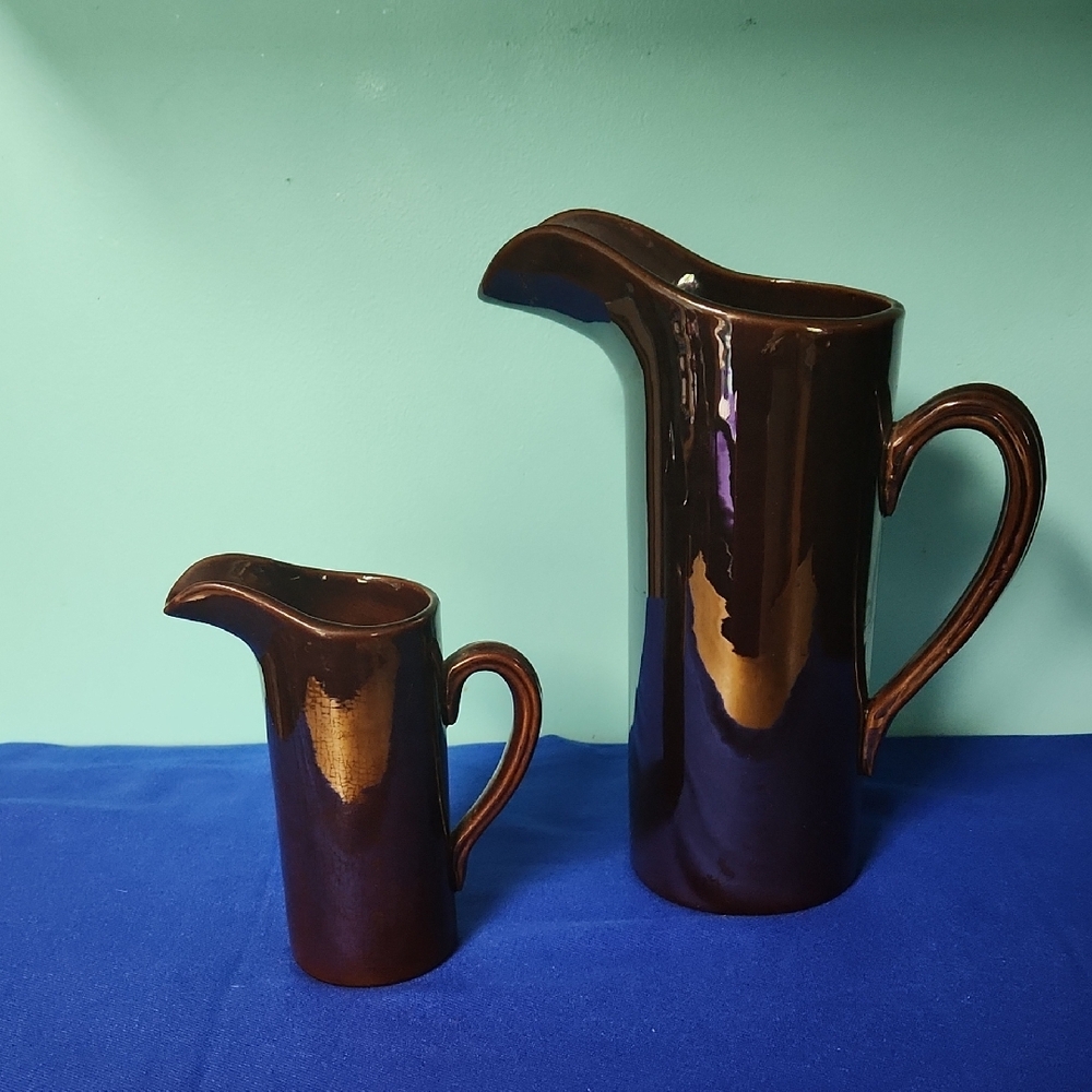 Mid Century Rockingham Brown Pitcher Set, Cook & Serve by Tackett